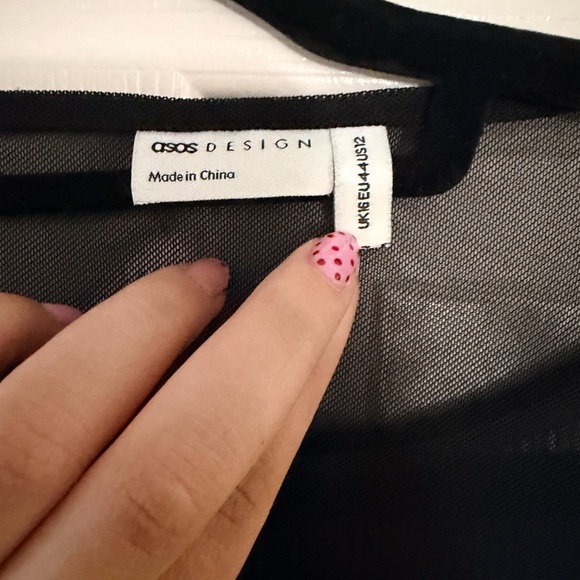 ASOS Black Sheer Long Sleeve Bodysuit - Picture 3 of 3